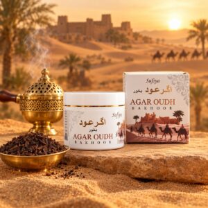 Sufiya Agar Oudh Bakhoor 50 g jar and box